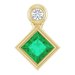 14K Yellow 4x4 mm Square Lab-Grown Emerald & .03 CT Natural Diamond Pendant